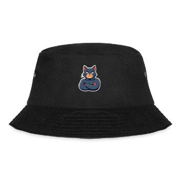 Cat with Muscles-Funny Comic Design - Bucket Hat - black - Front - Lela (165cm)