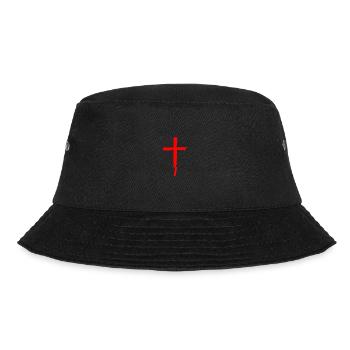 JESUS KREUZ Gipfel Amen Rot - Vintage Christ Cross - Bucket Hat - Schwarz - Vorne - Lela (165cm)