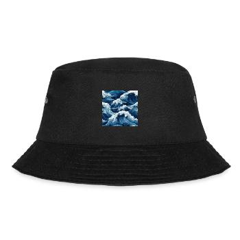 beautiful detailed hand painted ocean waves - Bucket Hat - black - Front - Lela (165cm)