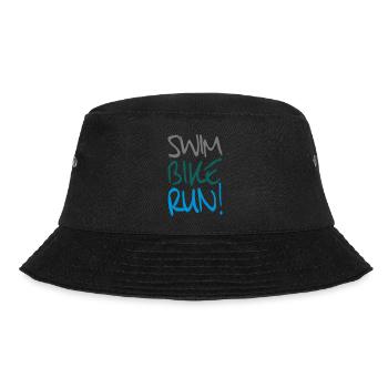 Swim Bike Run! - Triathlon Training - Bucket Hat - Schwarz - Vorne - Lela (165cm)