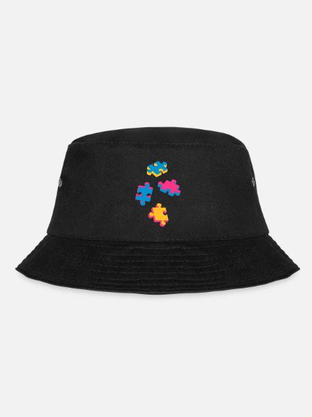 vier Puzzleteile - Bucket Hat - Schwarz