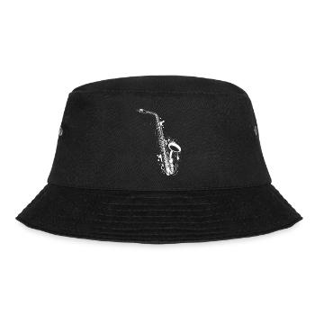 weißes Saxophon Graffiti - Bucket Hat - Schwarz - Vorne - Lela (165cm)