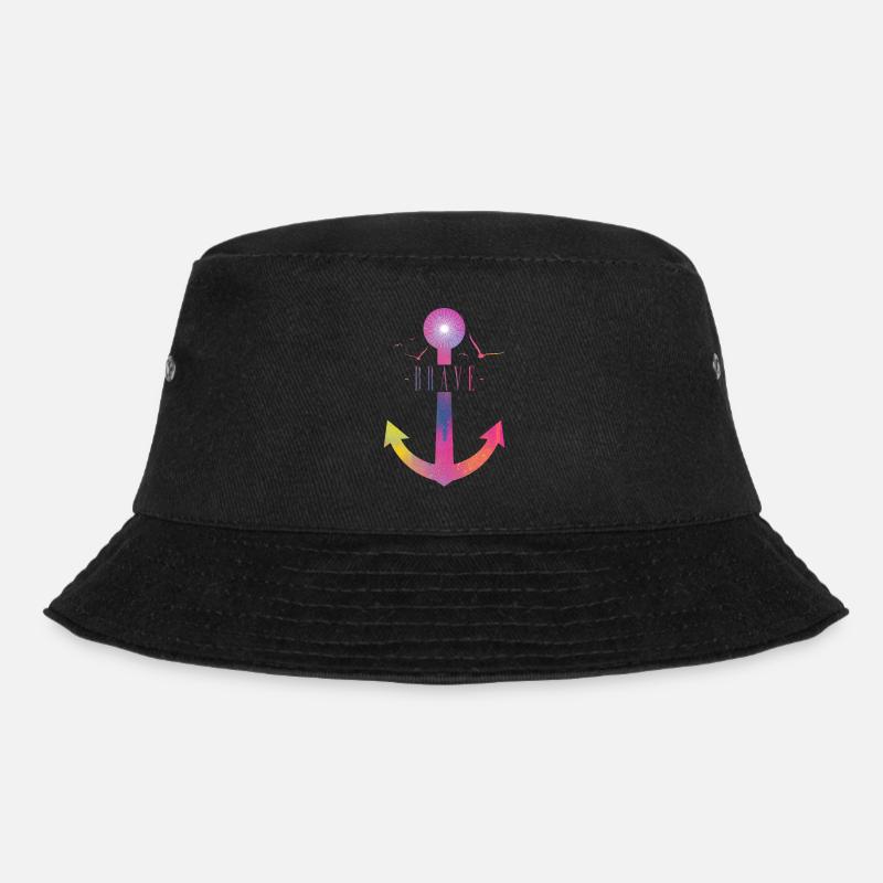 Brave - Colorful Anchor - Bucket Hat - Schwarz