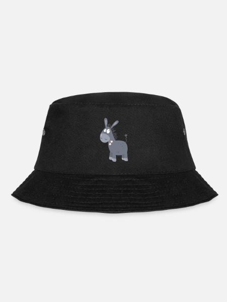 Little Donkey With Flowers I Muli Mule Comic - Bucket Hat - black