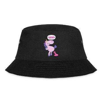 Einhorn Flamingo gemacht - Bucket Hat - Schwarz - Vorne - Lela (165cm)