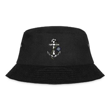 Maritim Anker Windrose Kompass Himmelsrichtung - Bucket Hat - Schwarz - Vorne - Lela (165cm)