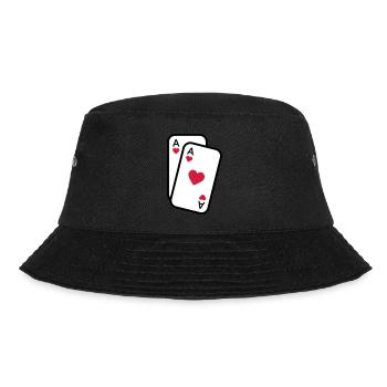 Karten Herz Ass Spielkarten Poker - Bucket Hat - Schwarz - Vorne - Lela (165cm)
