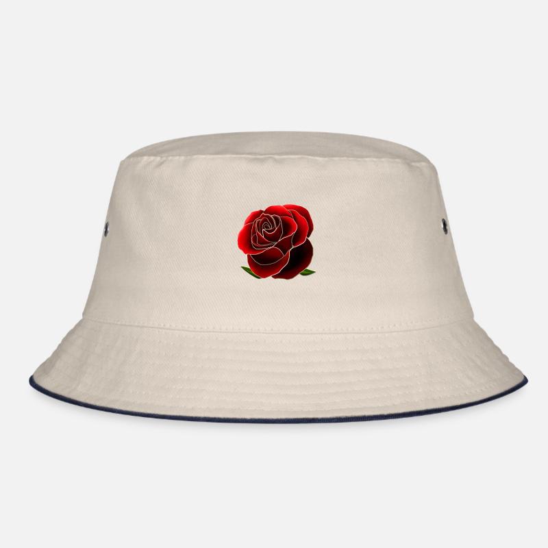 Rote Rose, Blüte mit glänzenden Rändern, 3D Optik Bucket Hat