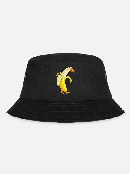 Funny Duck Banana Farm Animal Fruit Pun Design - Cappello alla pescatora - nero