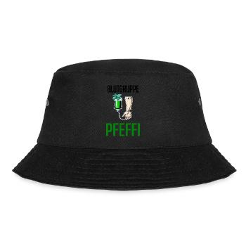 Blutgruppe Pfeffi - Suff Saufen Pfefferminzlikör - Bucket Hat - Schwarz - Vorne - Lela (165cm)