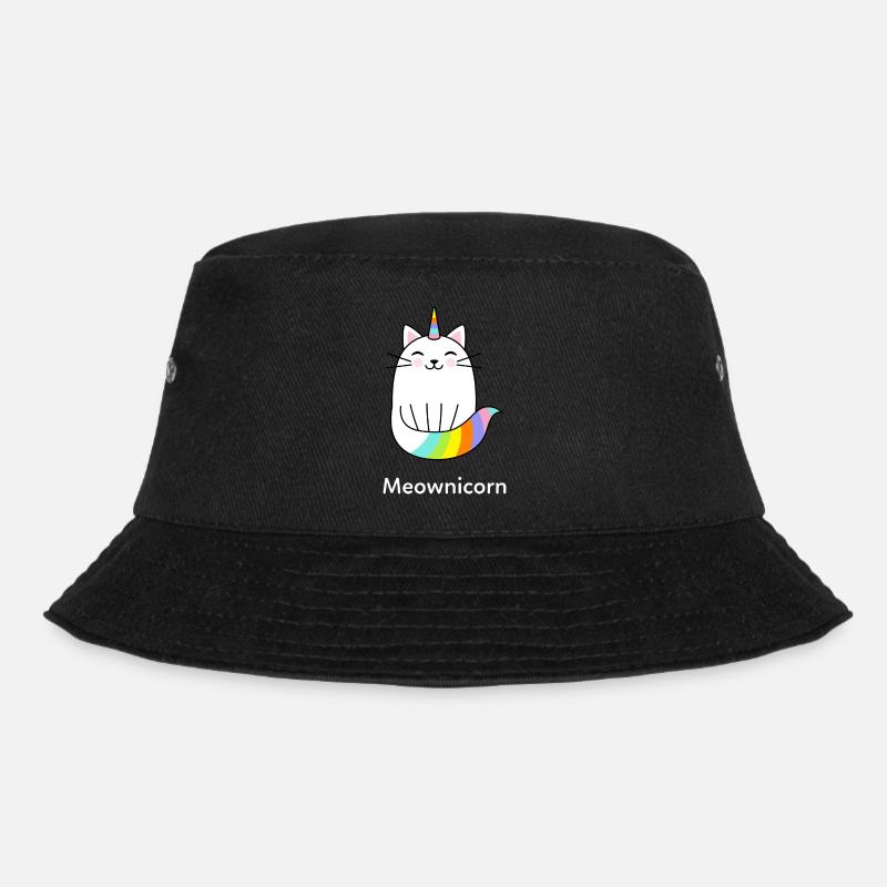 Einhorn Katze Regenbogenfarben - Bucket Hat - Schwarz