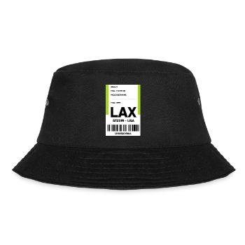 Flughafen Reise Etikett Aufkleber Los Angeles LAX - Bucket Hat - Schwarz - Vorne - Lela (165cm)
