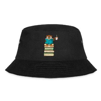 Funny Owl Book Reading and Drinking Tea - Bucket Hat - black - Front - Lela (165cm)