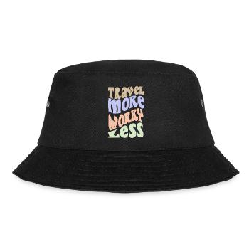 Travel more worry les / Urlaub - Bucket Hat - Schwarz - Vorne - Lela (165cm)