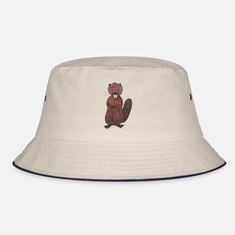Beaver cute rodent kawaii with white outlines Bucket Hat