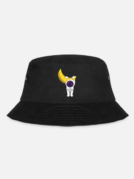Retro Pixel Astronaut hängt am Mond - Bucket Hat - Schwarz