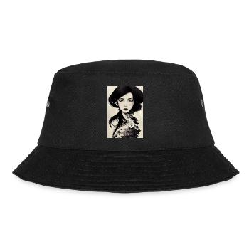Japanese woman painted with black ink - Bucket Hat - black - Front - Lela (165cm)