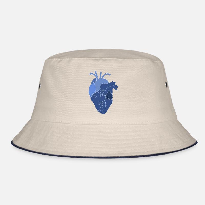 anatomisches Herz, Outline weiß Bucket Hat