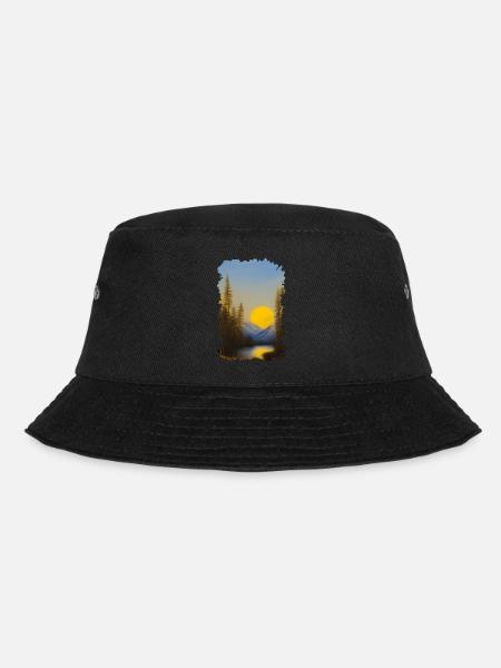 Winter Landschaft Schnee Natur Berge Bäume Wald 7 - Bucket Hat - Schwarz