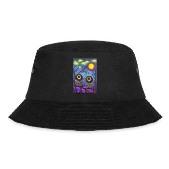 Eulen im Mond - Bucket Hat - Schwarz - Vorne - Lela (165cm)
