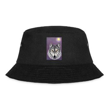 Wolf unter Mond - Bucket Hat - Schwarz - Vorne - Lela (165cm)