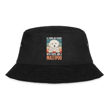 Maltipoo Hund - Bucket Hat - Schwarz - Vorne - Lela (165cm)