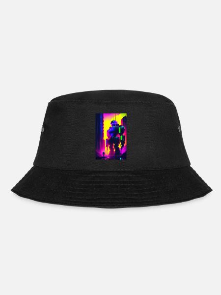 Pink-Lila-Roboter - Bucket Hat - Schwarz