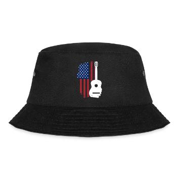 USA Flagge Gitarre - Bucket Hat - Schwarz - Vorne - Lela (165cm)
