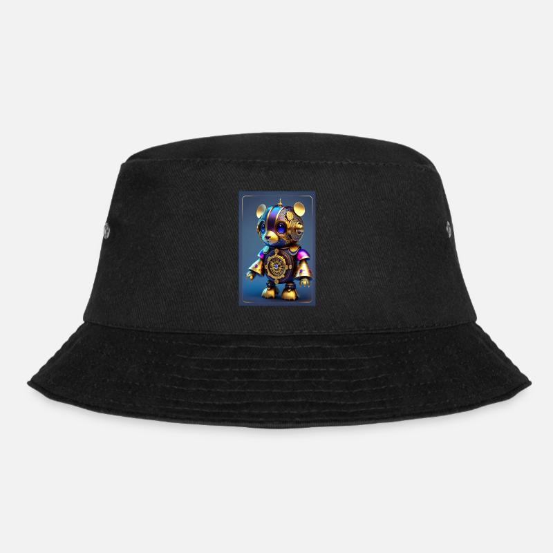 Cute Clockwork Baby Hamster Android - Bucket Hat - black