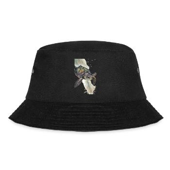 Schildkröte Realistisch Aquarell - Bucket Hat - Schwarz - Vorne - Lela (165cm)