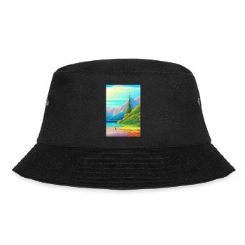Landscape with lake, boat and mountains - Bucket Hat - black - Front - Lela (165cm)