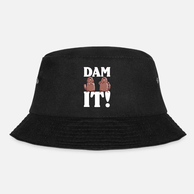 Dam It | Dabbing Beaver Drawing - Bucket Hat - black