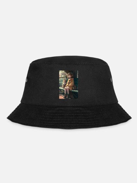 Manga Mädchen Katze Geschenk - Bucket Hat - Schwarz