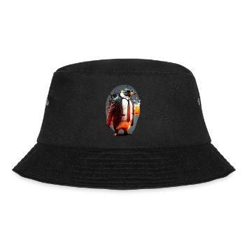 Cooler Pinguin im Anzug mit Bier - Bucket Hat - Schwarz - Vorne - Lela (165cm)