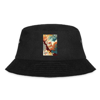 Cute squirrel on a branch surrounded by flowers - Bucket Hat - black - Front - Lela (165cm)