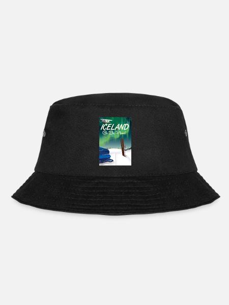 Island Go By Plane Skireiseplakat - Bucket Hat - Schwarz
