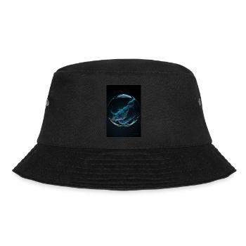 Kaos in einer Blase cyan 2 - Bucket Hat - Schwarz - Vorne - Lela (165cm)