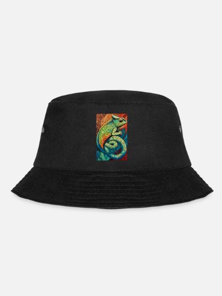 Lizard Lover Op Art Chameleon - Bucket Hat - Schwarz