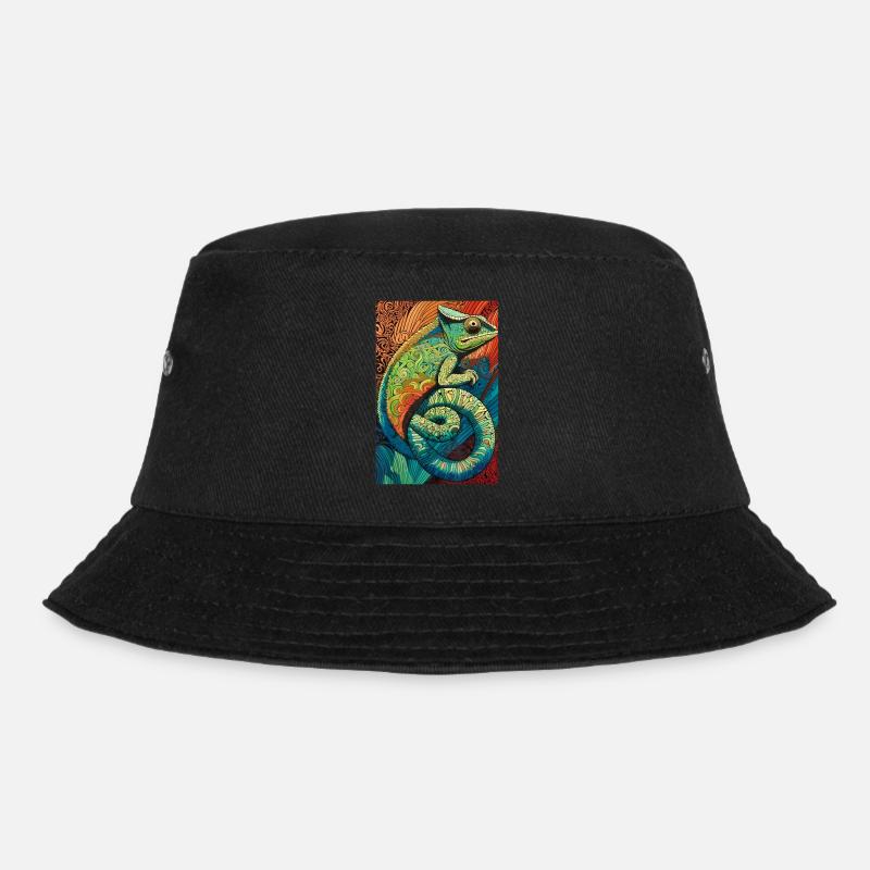 Lizard Lover Op Art Chameleon - Bucket Hat - Schwarz