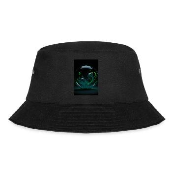 Kaos in einer Blase grün 4 - Bucket Hat - Schwarz - Vorne - Lela (165cm)