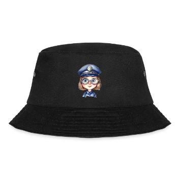 Policewoman Watercolors Drawing - Bucket Hat - black - Front - Lela (165cm)