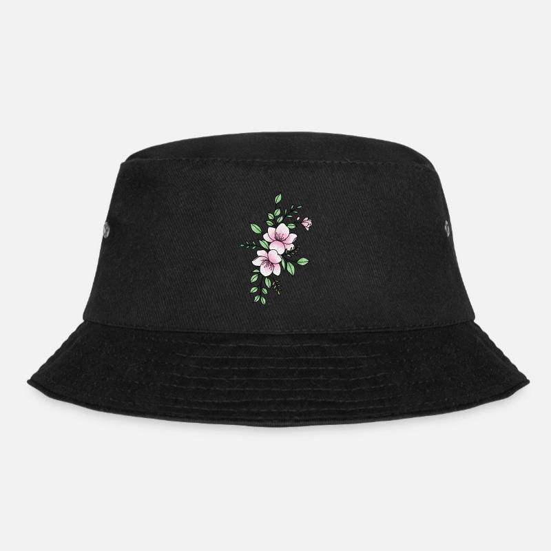 Weiße rosa Blume - Bucket Hat - Schwarz