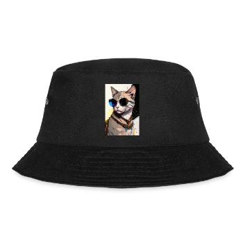 Inkpunk cat with sunglasses 1 - Bucket Hat - black - Front - Lela (165cm)