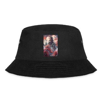Japanisch Tempel Schrein Geschenk - Bucket Hat - Schwarz - Vorne - Lela (165cm)