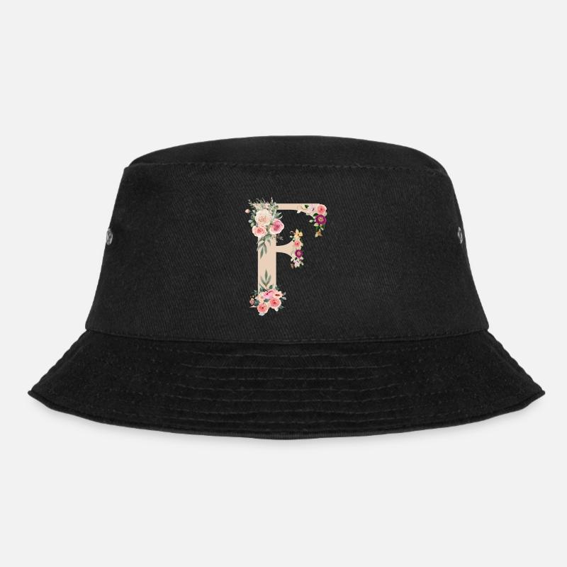F from flowers - Bucket Hat - black