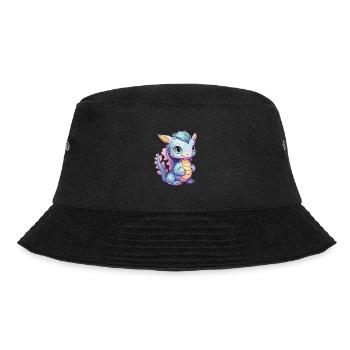Drache Kawaii Zeichnung - Bucket Hat - Schwarz - Vorne - Lela (165cm)