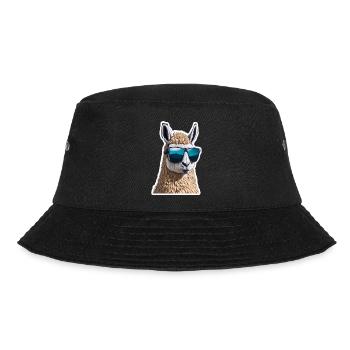 Lama mit SOnnebrille Süß Lustig Witzig - Bucket Hat - Schwarz - Vorne - Lela (165cm)