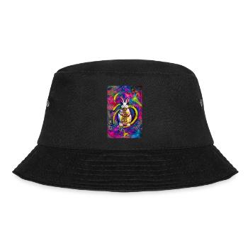 Modern Urban Pop Art Bunny Hase weiß bunt - Bucket Hat - Schwarz - Vorne - Lela (165cm)