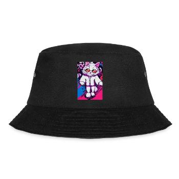 Crazy cat motif in pop art style - Bucket Hat - black - Front - Lela (165cm)