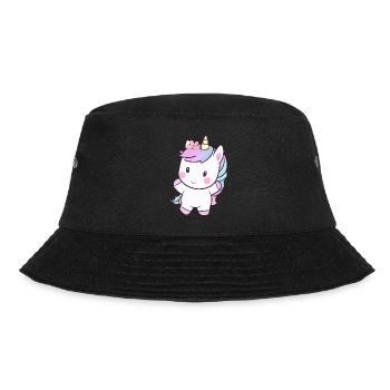 Cute Dancing Unicorn, Cheerful Fantasy Design - Bucket Hat - black - Front - Lela (165cm)